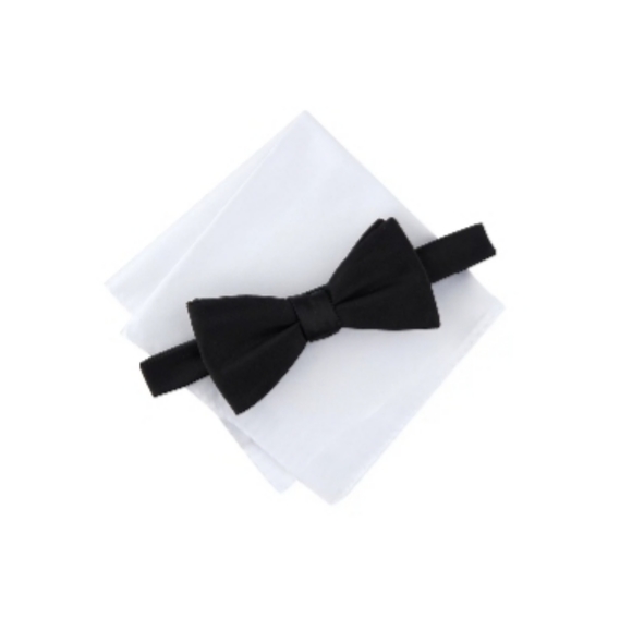 Bowtie Set, pre-tied, black, men's bespoke, NWT - Picture 1 of 4